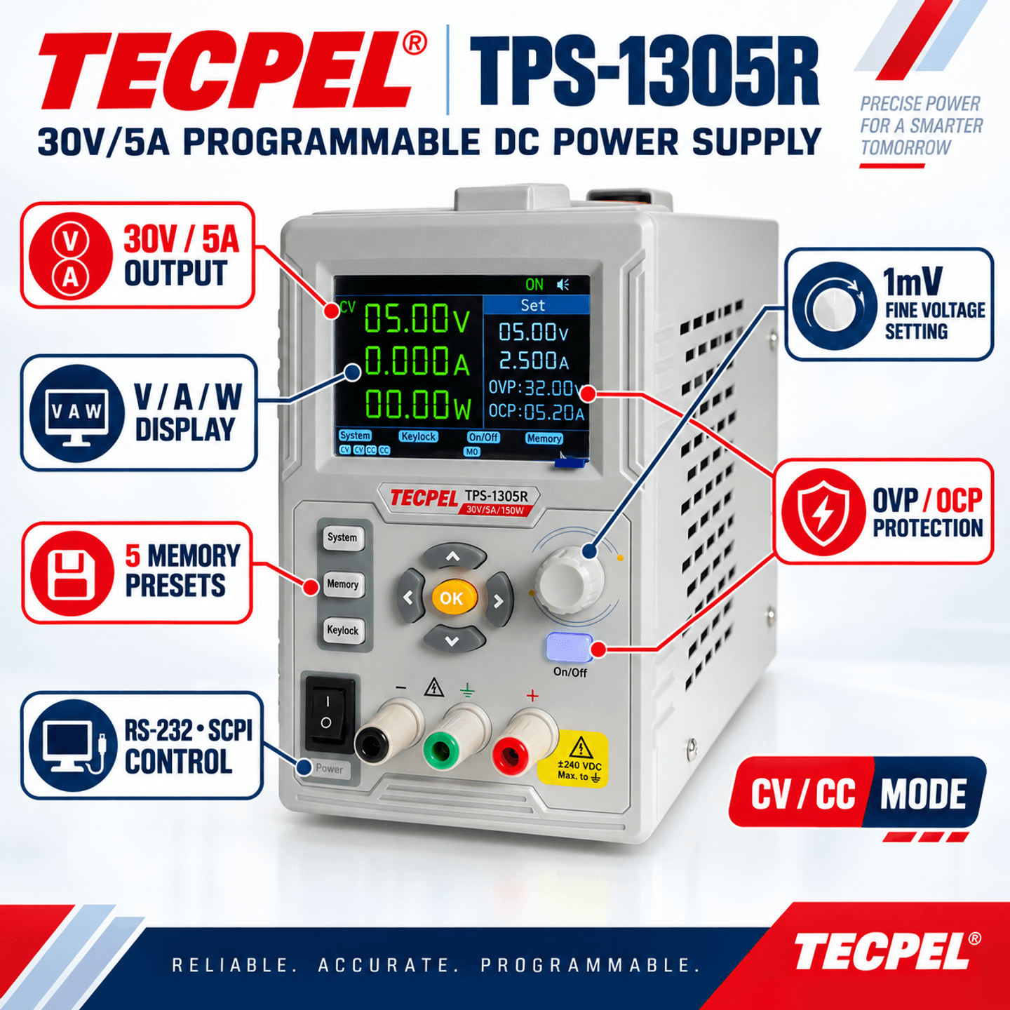 30V/5A Programmable DC Power supply
